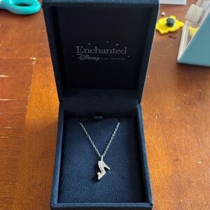 Silver Glass Slipper Pendant Necklace